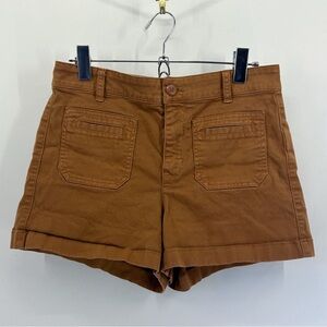 J. Crew High Waist Brown Patch Pocket Chino Shorts Size 2